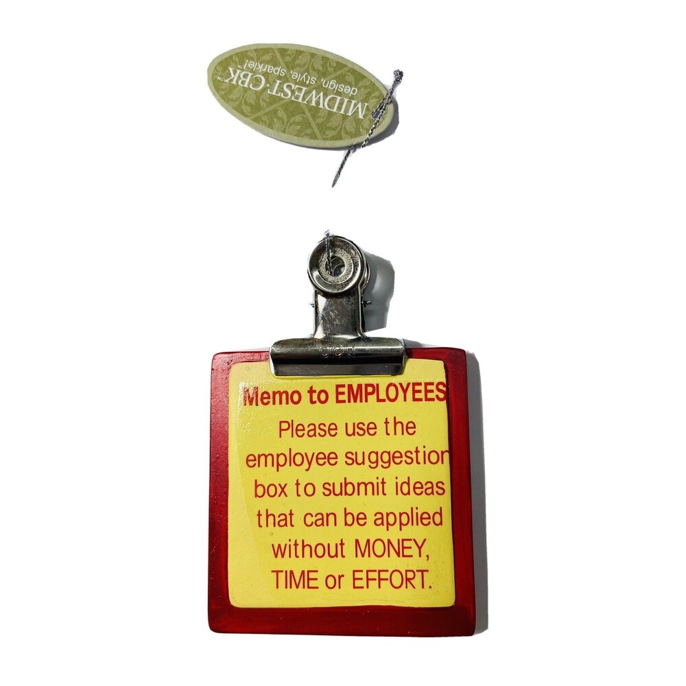 Midwest-CBK Funny Clipboard Memo to Employees OfficeTree Christmas Ornament